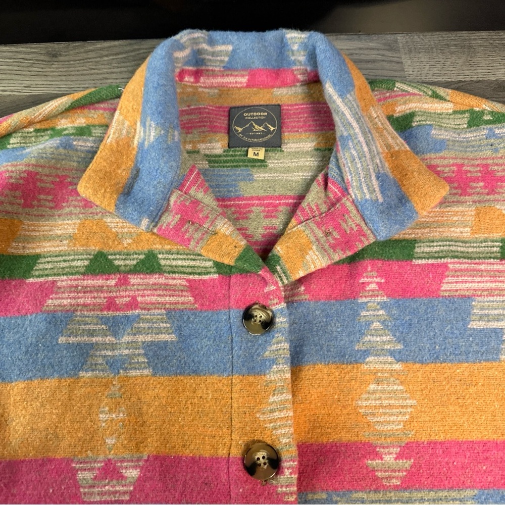 Colorful Patterned Button-Up Jacket size medium - image 5